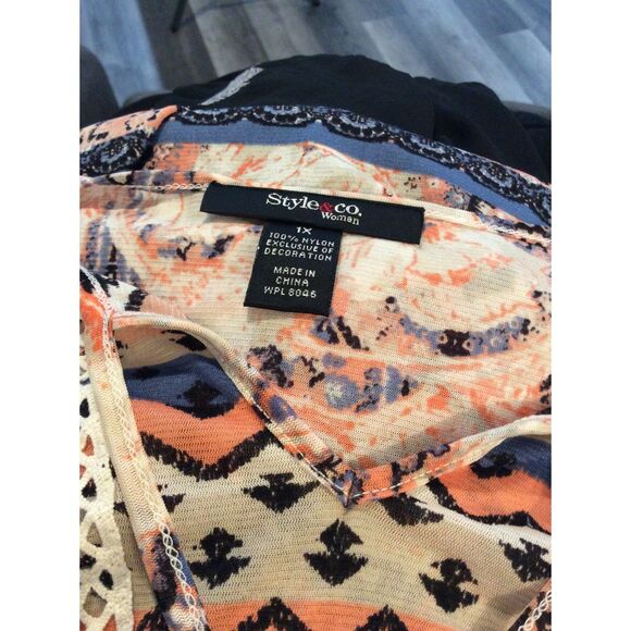 Boho Butterfly Sleeves Tunic Lace Plus size 1X Floral Stretch - Picture 5 of 5